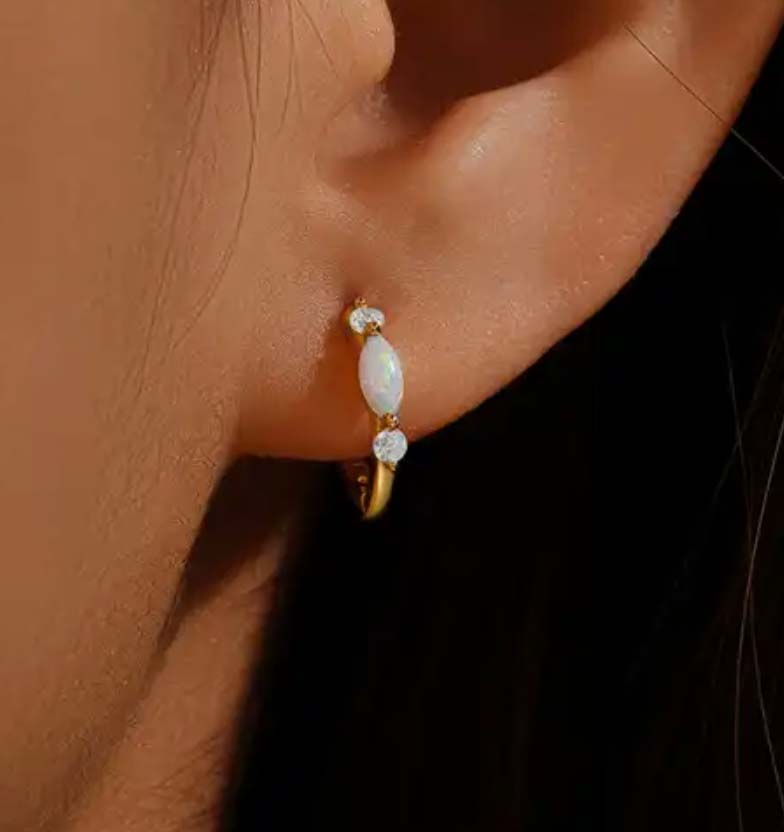 Opal Hoop Gold earrings